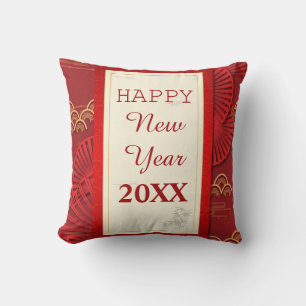 Chinese new year golden red frame cushion