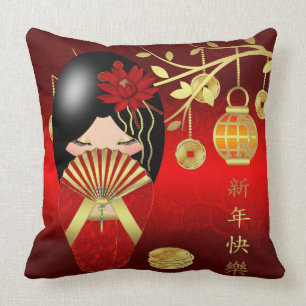 Chinese New Year Grade A Cotton Throw Pillow 20x20