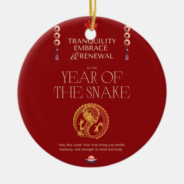 CHINESE NEW YEAR GREETING CARD  CERAMIC ORNAMENT (Front)