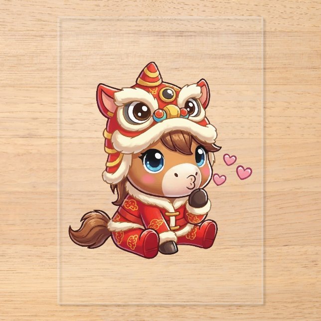 Chinese New Year Horse 2026 Zodiac Acrylic Invitations (Front)