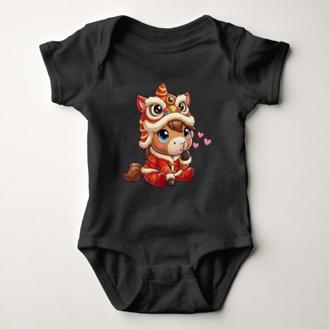 Chinese New Year Horse 2026 Zodiac Baby Bodysuit (Front)