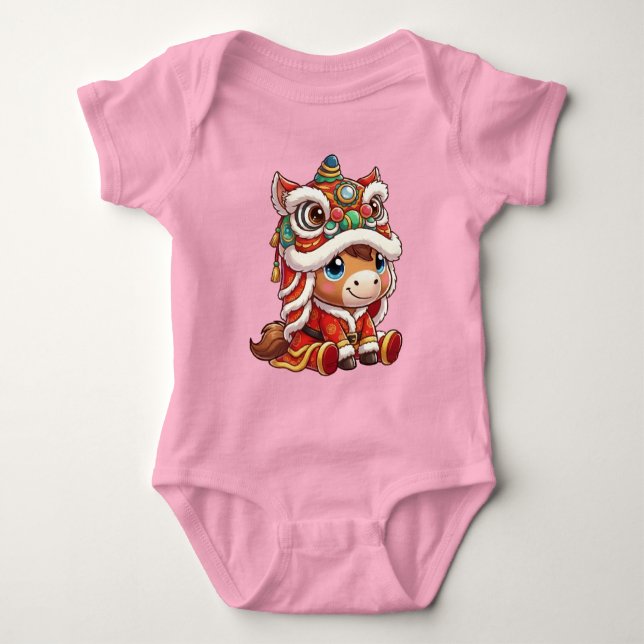 Chinese New Year Horse 2026 Zodiac Baby Bodysuit (Front)