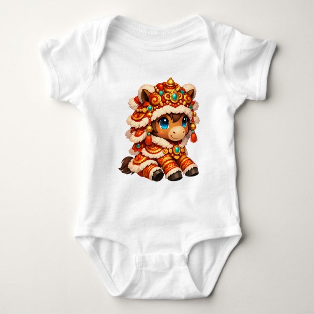 Chinese New Year Horse 2026 Zodiac Baby Bodysuit (Front)