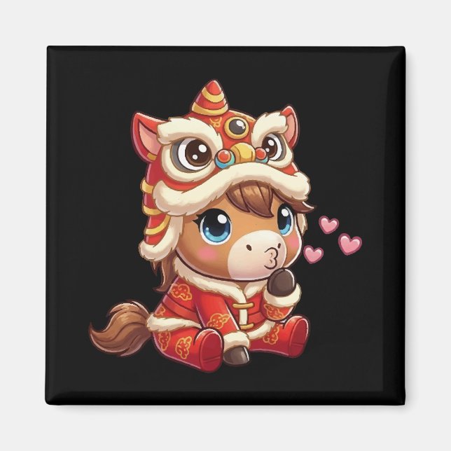 Chinese New Year Horse 2026 Zodiac Magnet (Front)