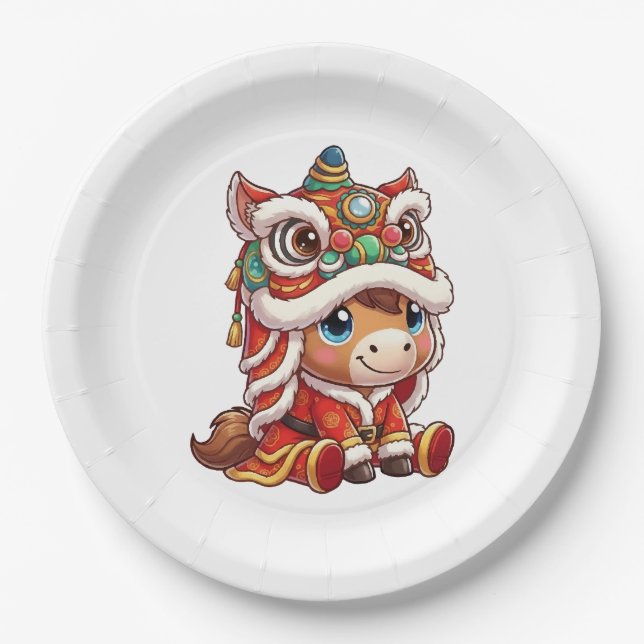 Chinese New Year Horse 2026 Zodiac Paper Plate (Front)