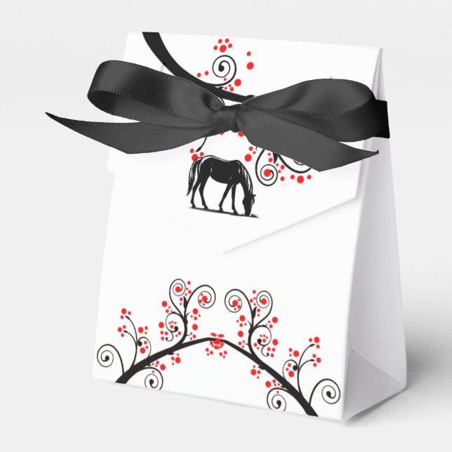Chinese New Year Horse and Red Blossoms Favour Box (Front Side)