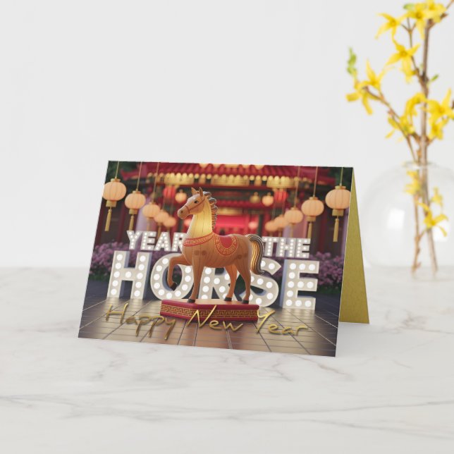 Chinese New Year Horse Disco style HGC Card (Yellow Flower)