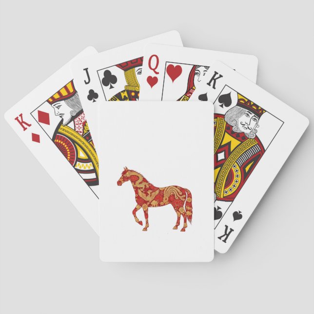Chinese New Year Horse with Dragon Phoenix  Playing Cards (Back)