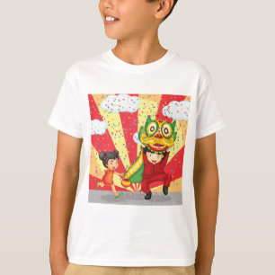 Chinese New Year Kids Lion Dance and Lantern T-Shirt