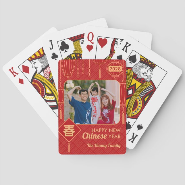 Chinese New Year Lantern Photo Poker Cards (Back)