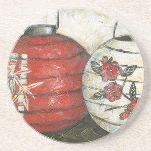 Chinese New Year Lanterns with Floral Print Coaster