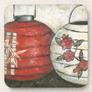 Chinese New Year Lanterns with Floral Print Coaster