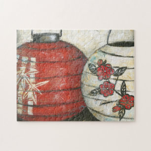 Chinese New Year Lanterns with Floral Print Jigsaw Puzzle