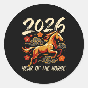 Chinese New Year Lunar Year Of The Horse 2026  Classic Round Sticker