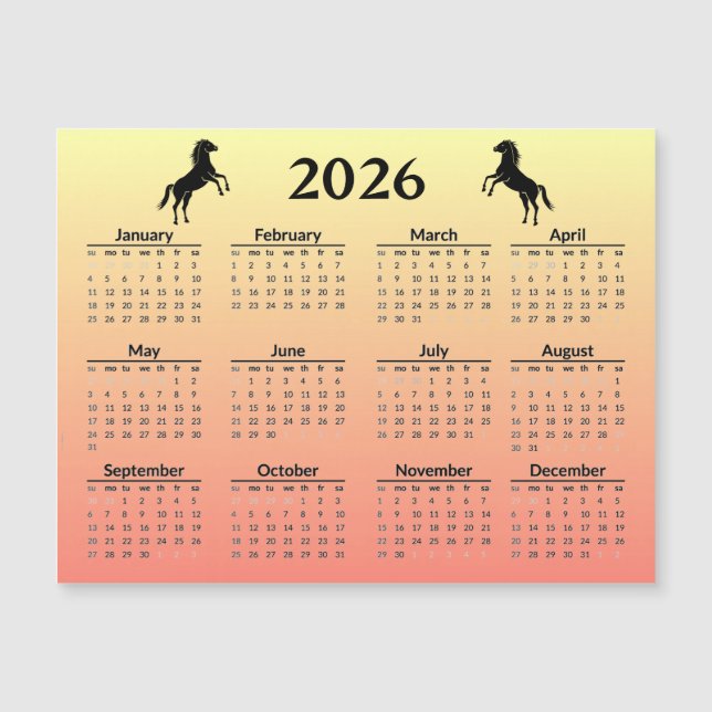 Chinese New Year of Horse 2026 Calendar  (Front)