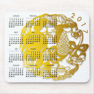 Chinese New Year of Rooster 2017 Calendar Mousepad
