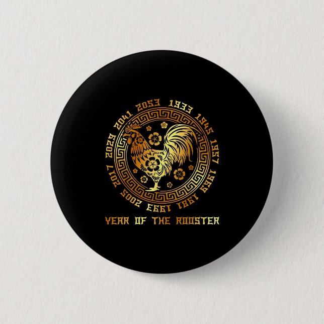 Chinese New Year Of Rooster Chinese Zodiac Year 20 6 Cm Round Badge (Front)