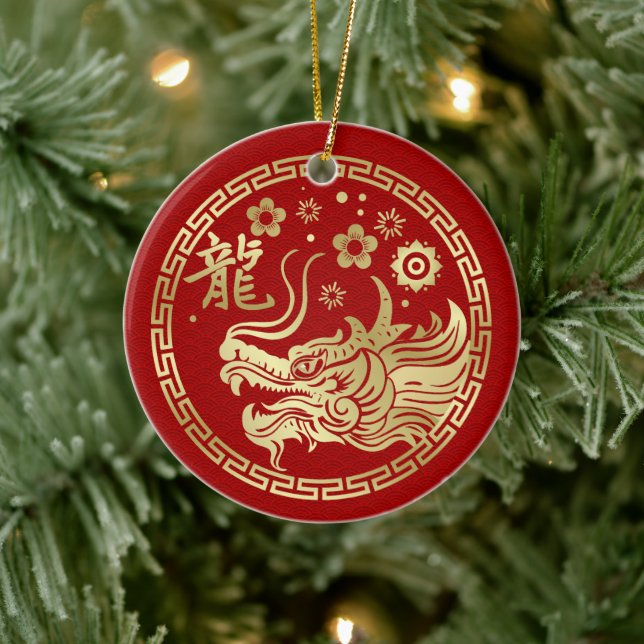 Chinese New year of the Dragon 2024 Ceramic Ornament (Tree)
