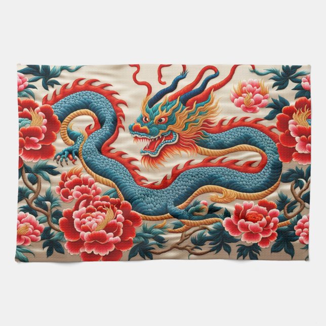 Chinese New Year of the Dragon 2024 "Embroidery" Tea Towel (Horizontal)