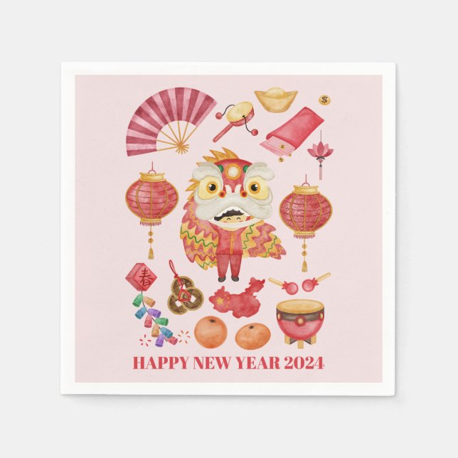 Chinese New Year of the Dragon Paper Napkins (Front)