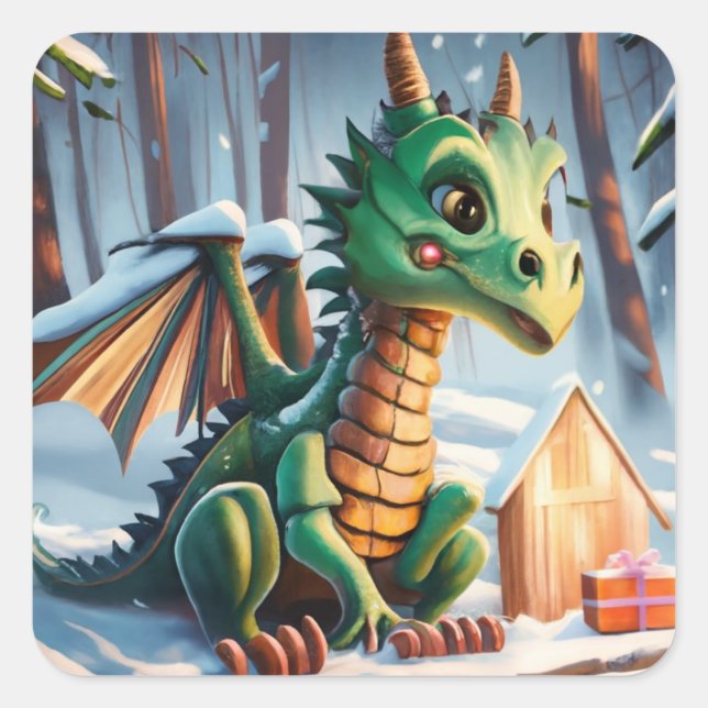 Chinese New Year Of The Dragon Sandstone Coaster Square Sticker (Front)