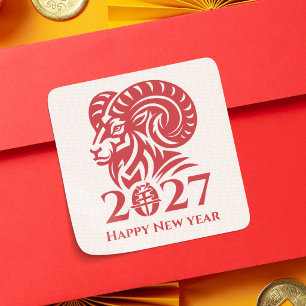 Chinese New year of the Fire Goat 2027 Square Sticker