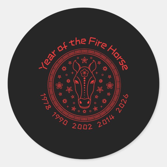 Chinese New Year Of The Fire Horse 2026  Classic Round Sticker (Front)