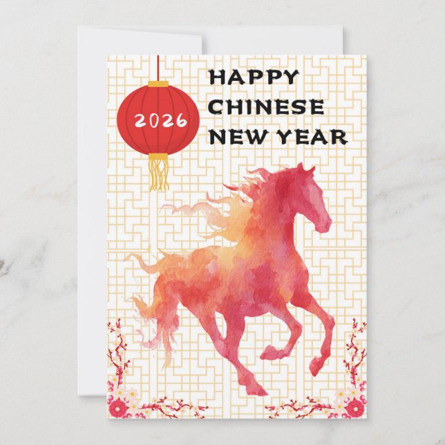 Chinese New year of the Fire Horse 2026 Holiday Card (Front)