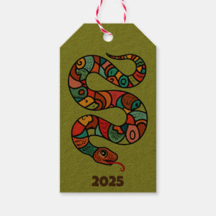 Chinese New Year Of The Green Wood Snake 2025 Gift Tags