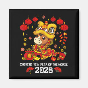 Chinese New Year Of The Horse 2026 Cute Lion Dance Magnet