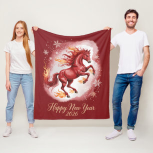 Chinese New year of the Horse 2026 Fleece Blanket
