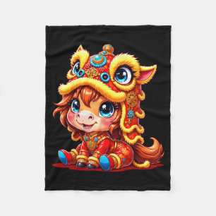 Chinese New Year Of The Horse 2026 Lunar Girls Lio Fleece Blanket