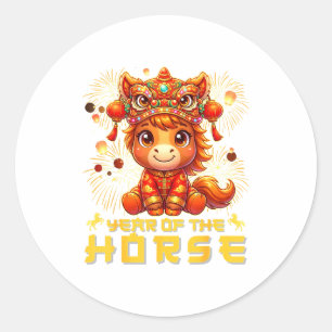 Chinese New Year Of The Horse 2026 Lunar New Year Classic Round Sticker
