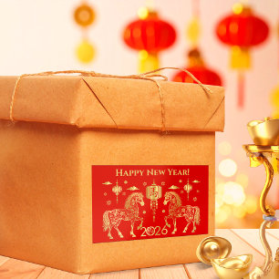 Chinese New year of the Horse 2026 Rectangular Sticker