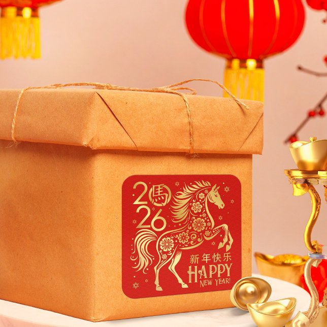 Chinese New year of the Horse 2026 Square Sticker (Creator Uploaded)