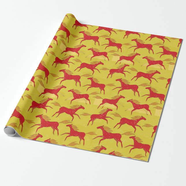 Chinese New Year of the Horse 2026 Wrapping Paper (Unrolled)