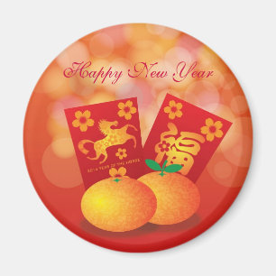 Chinese New Year of the Horse Mandarin Oranges Magnet