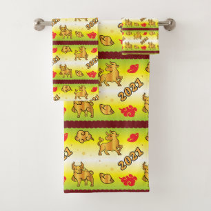 Chinese New Year of the Ox 2021 Bath Towel Set