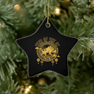 Chinese New Year of the Ox 2021 Ceramic Ornament