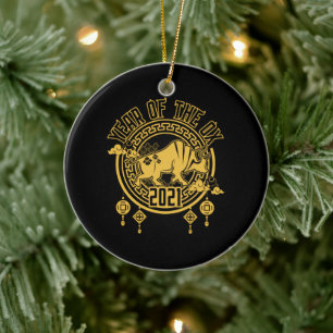 Chinese New Year of the Ox 2021 Ceramic Ornament