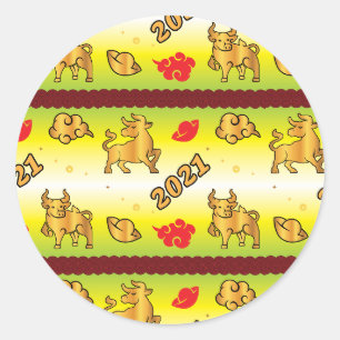 Chinese New Year of the Ox 2021 Classic Round Sticker