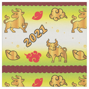 Chinese New Year of the Ox 2021 Fabric