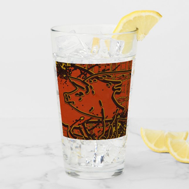 Chinese New Year of the Pig 2019 - Red & Gold Glass (Back Ice)