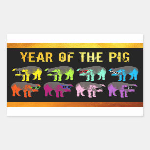 Chinese New Year of the Pig Pop rectangular S Rectangular Sticker