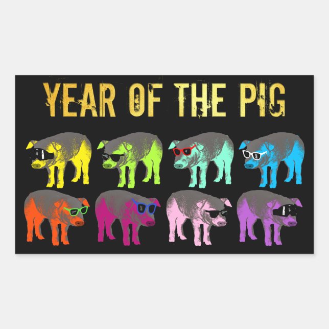 Chinese New Year of the Pig Pop rectangular S Sticker (Front)