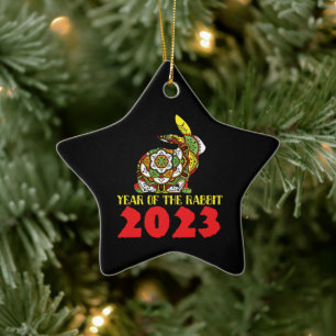 Chinese New Year of the Rabbit 2023 Ceramic Ornament
