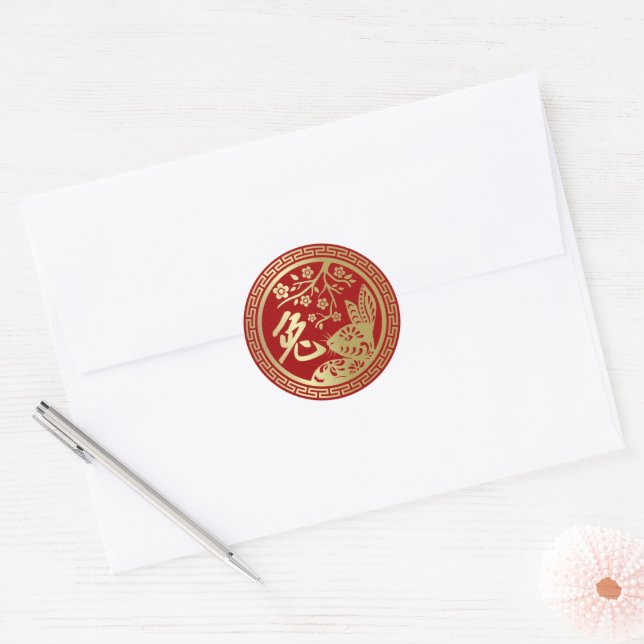 Chinese New Year of the Rabbit 2023  Classic Round Sticker (Envelope)