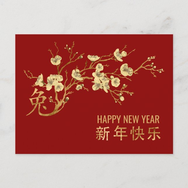 Chinese New Year of the Rabbit 2023  Holiday Postcard (Front)