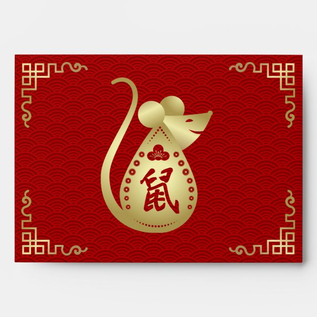 Chinese New Year of The Rat   - Red and Gold Envelope (Front)