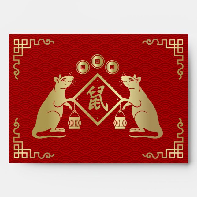 Chinese New Year of The Rat   - Red and Gold Envelope (Front)